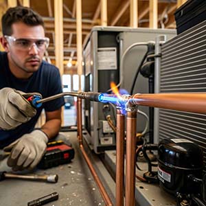 مواسير نحاس مولر، تمديد نحاس للمكاتب، تأسيس تكييف احترافي، صيانة مكيفات انفرتر الموفرة للطاقة، حل مشكلة ضعف التبريد